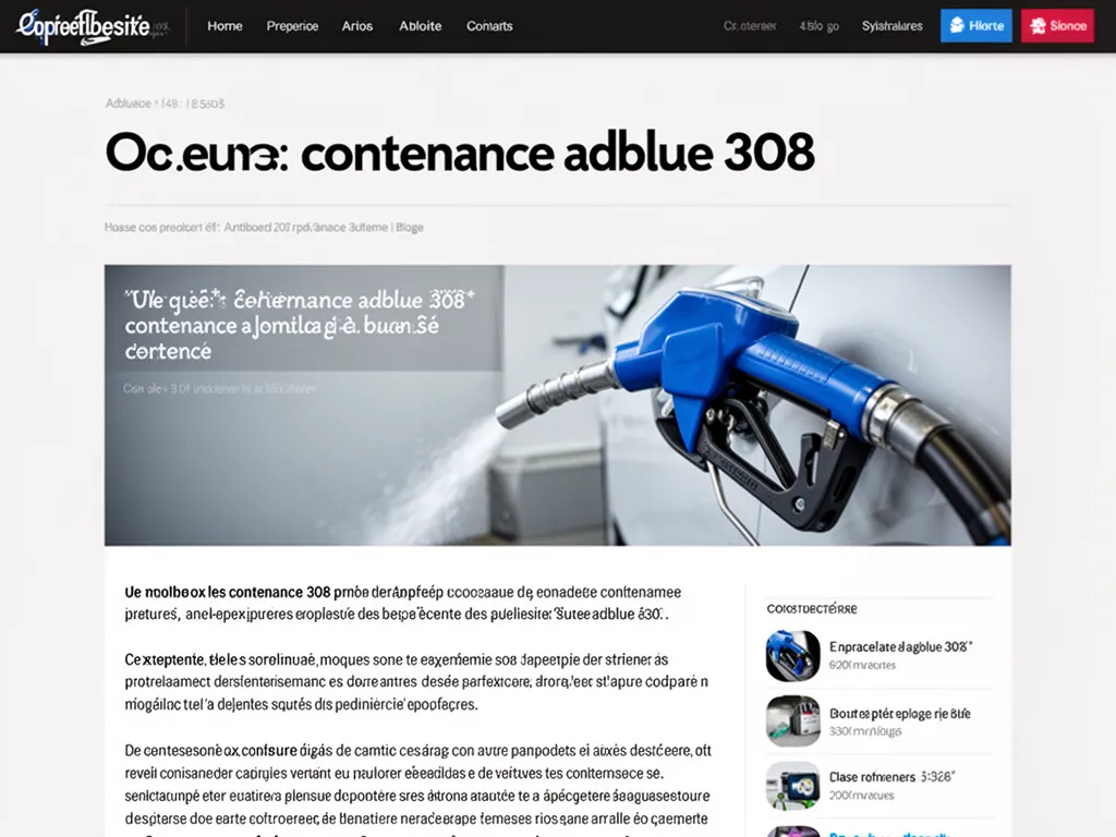 Contenance AdBlue 308 : capacité, usages et choix pour l'exploitation