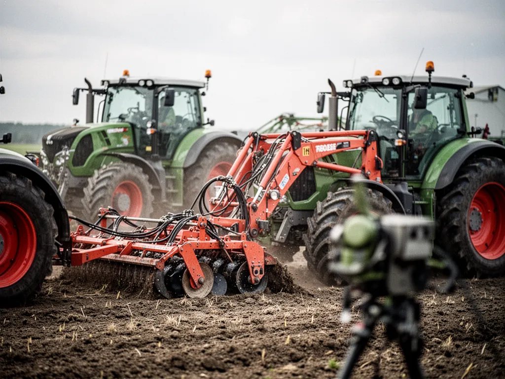 Maintenance d'un tracteur dans un champ agricole.