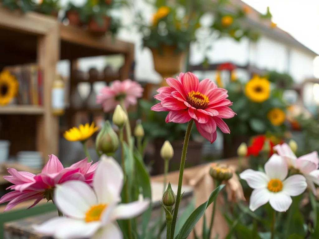 Massif de lavande en fleurs avec des lys en arrière-plan dans un jardin ensoleillé
