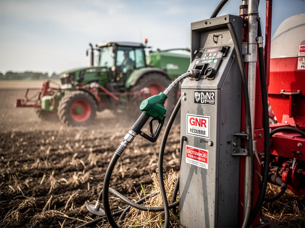 Cuve de GNR et pompe sur une exploitation agricole