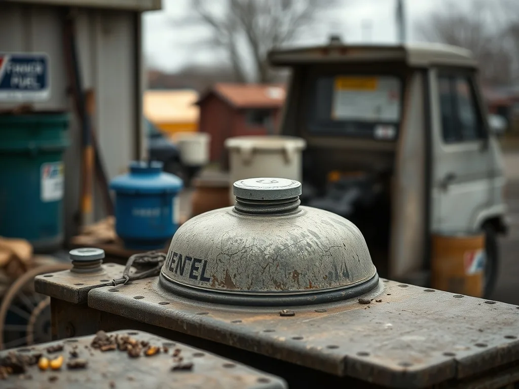 Intérieur d'une cuve à fuel en cours de nettoyage, parois métalliques et résidus visibles