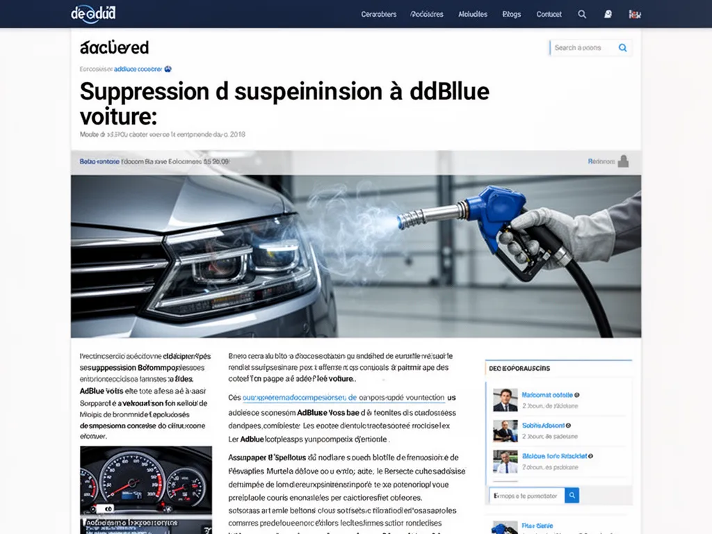 Suppression AdBlue voiture : risques, usages et alternatives